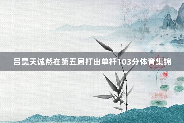 吕昊天诚然在第五局打出单杆103分体育集锦