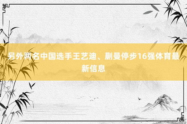 另外两名中国选手王艺迪、蒯曼停步16强体育最新信息